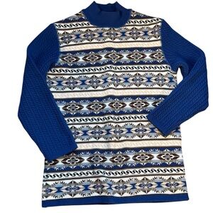 Vintage Kookai France Geometric Mock Turtleneck Sweater size small wool blend